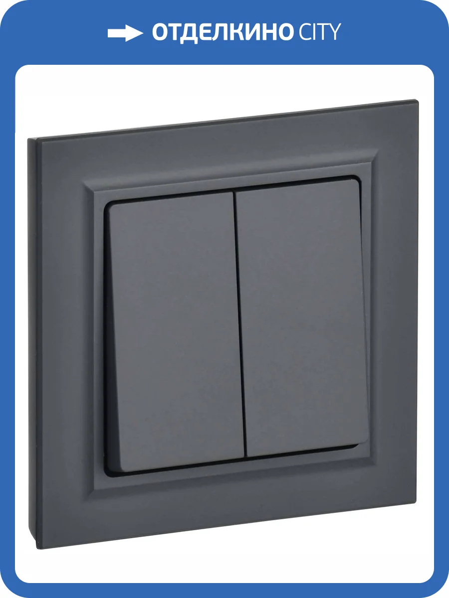Выключатель 2-клавишный IEK Brite BR-V20-0-10-K53-F графит фото 8