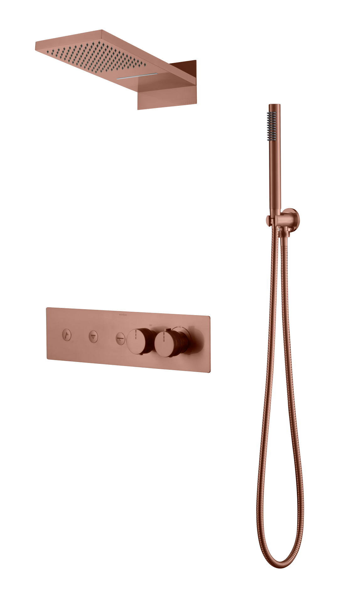 Душевой комплект Boheme Fusion 131-CB с термостатом, трехпозиционная, Copper Brushed