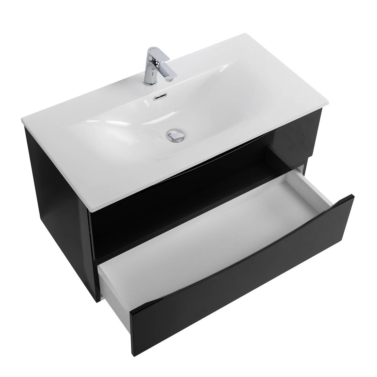 Тумба с раковиной BelBagno MARINO-CER-MINI 80 Nero Lucido фото 4