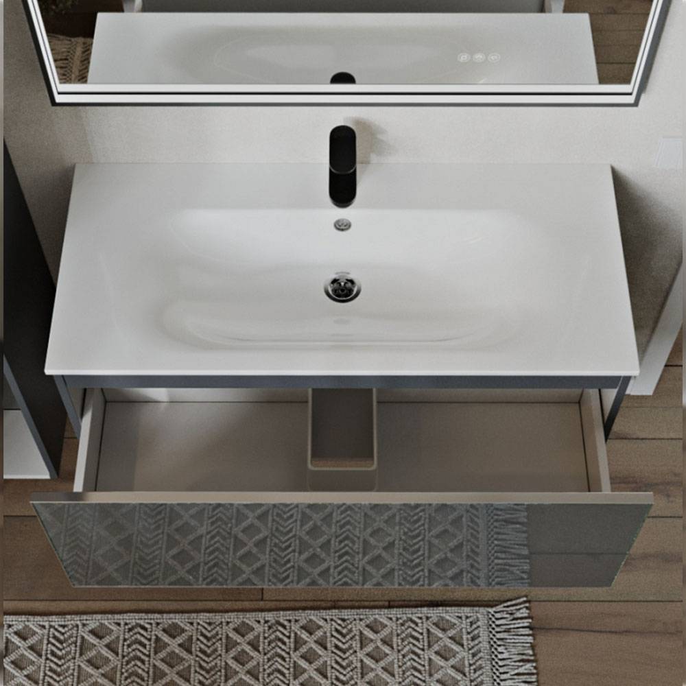 Тумба с раковиной Terminus Vega VEG101001701601OSL графит, 100x38 фото 2