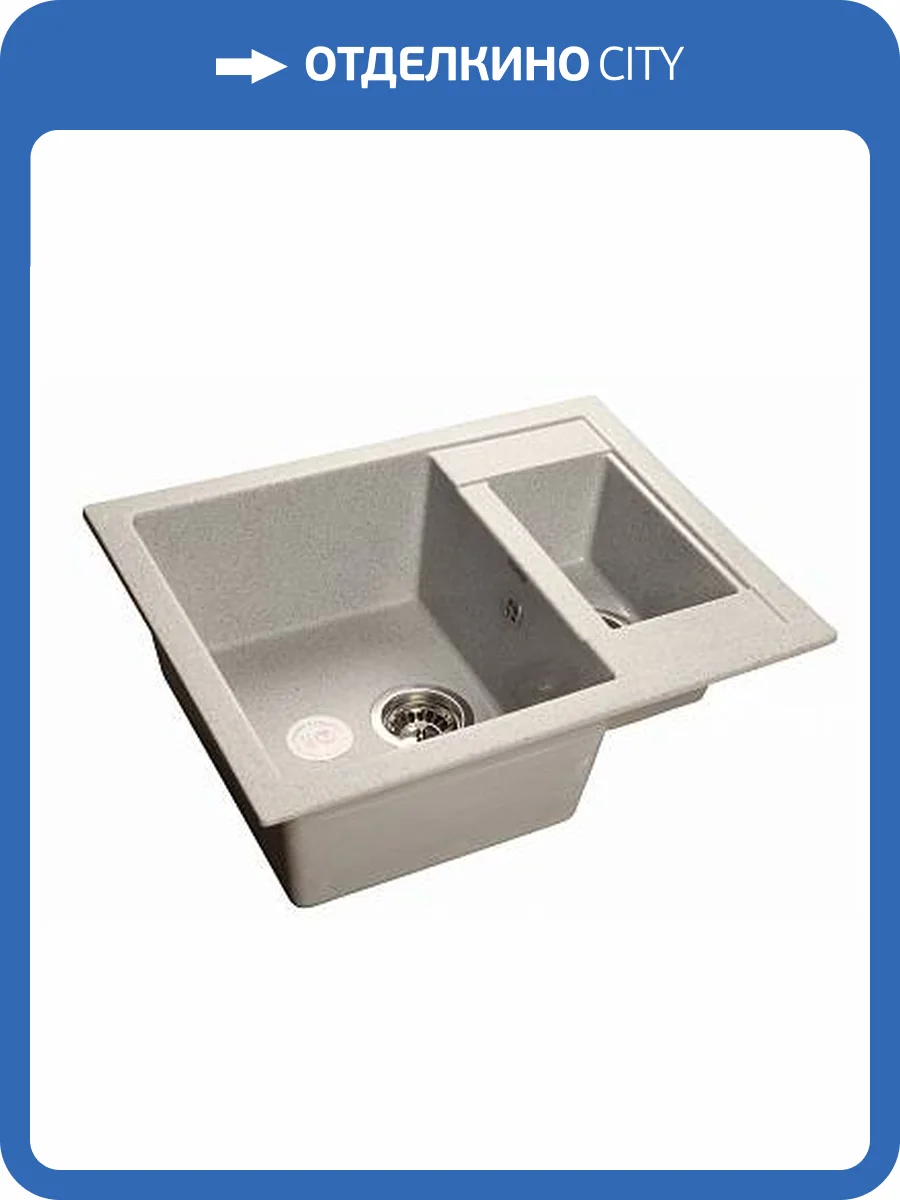 Мойка кухонная GranFest Quadro GF-Q--610K 1.5-чаши 610x500мм серый фото 2