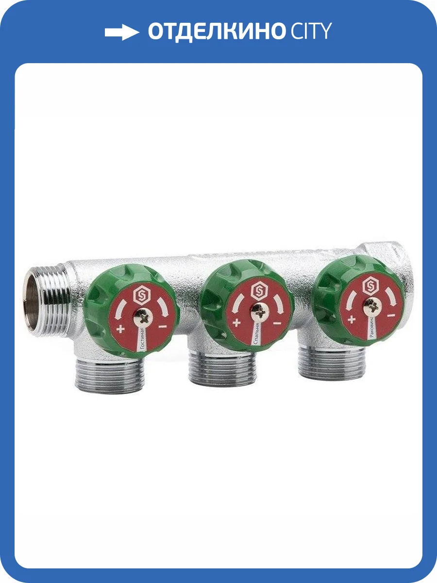 Коллектор регулирующий Stout хромированный 1/2x3/4, 3 выхода, плоское упл. (SMB-6849-341203) фото 2