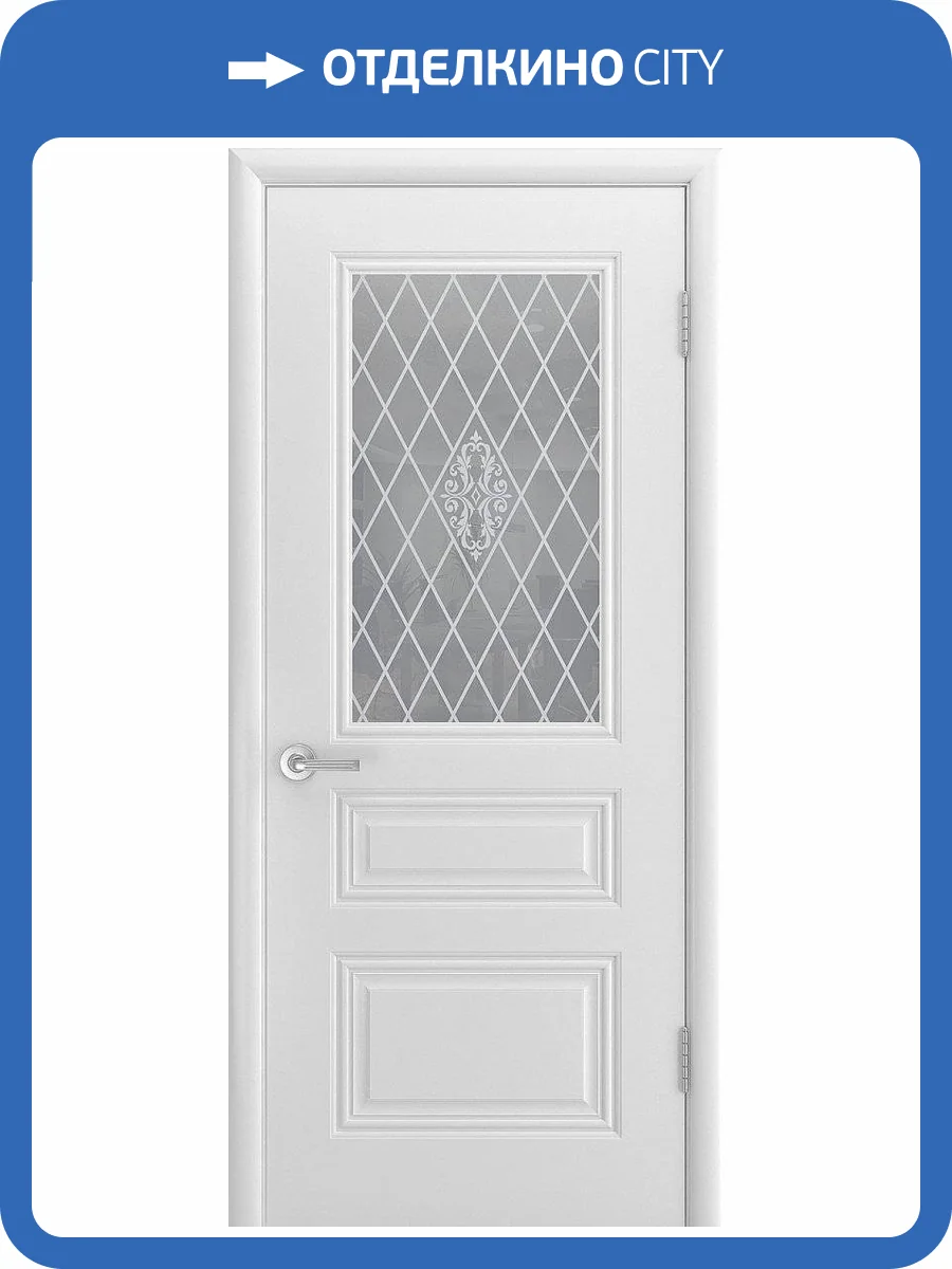 Межкомнатная дверь эмаль Шейл Дорс Трио В1, остеклённая, белый, без патины 900x2000 фото 2