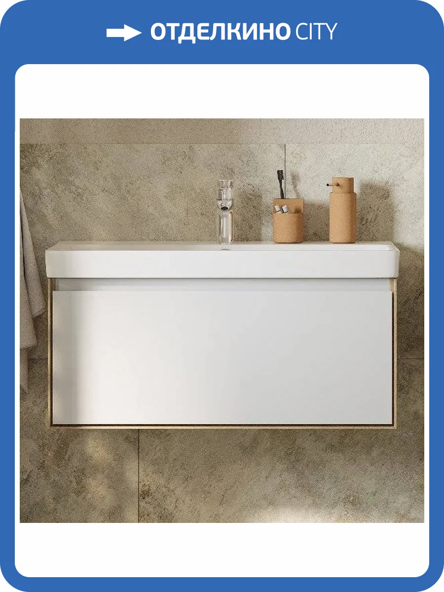 Тумба под раковину AQUATON Либерти 90 дуб эльвезия, белый глянец фото 2