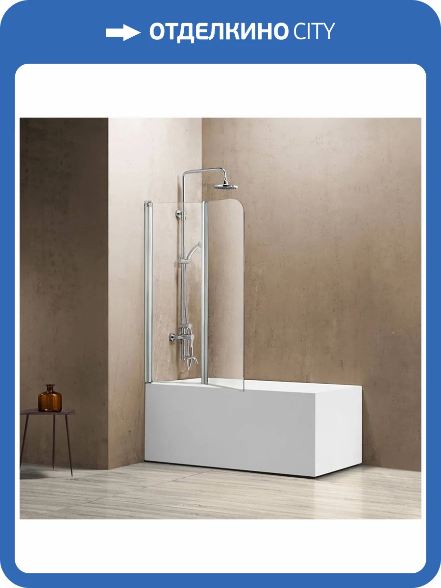 Шторка на ванну Vincea VSB-12114CL 114 см, профиль хром, стекло прозрачное фото 5