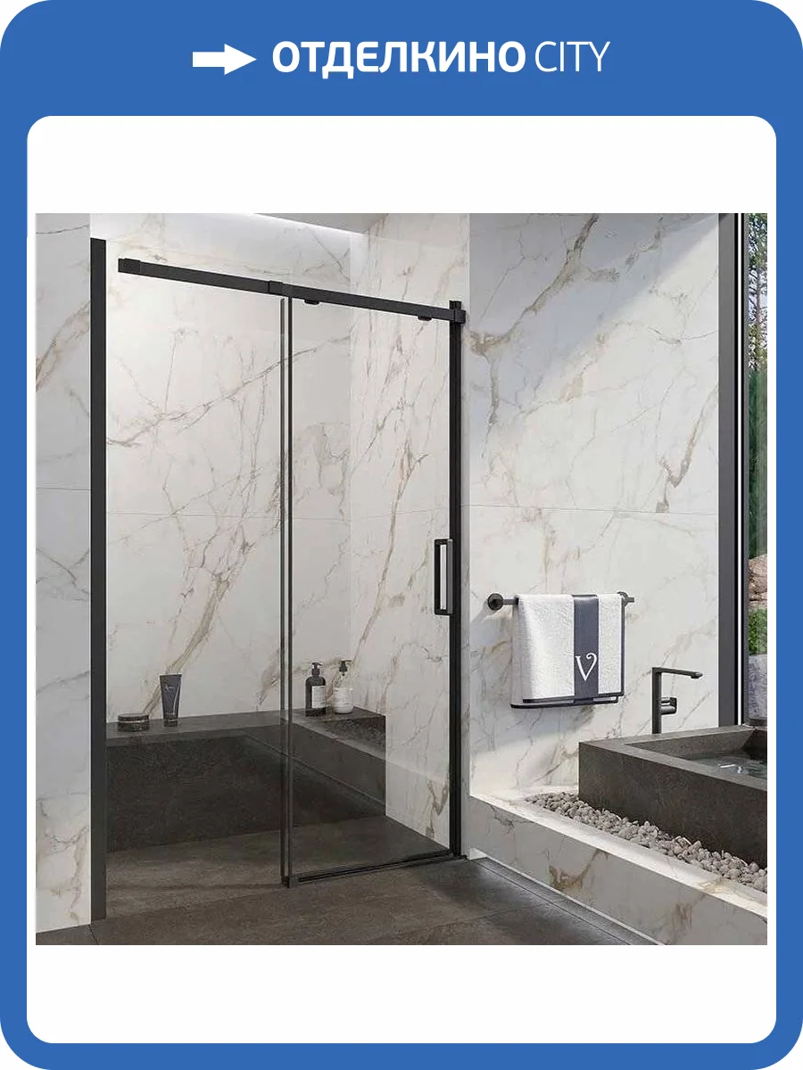 Душевая дверь в нишу Veconi Vianno VN-70 120 см, профиль черный фото 6