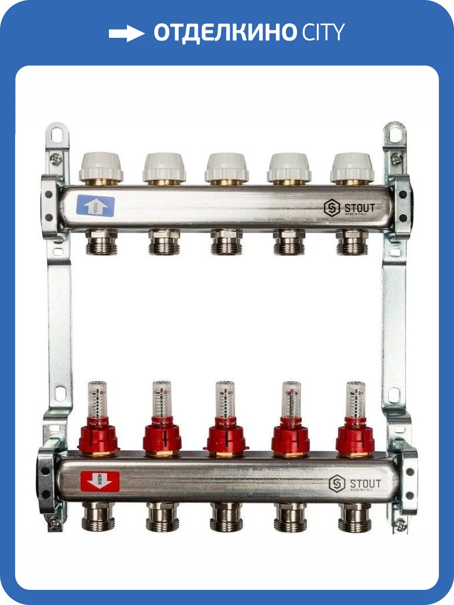 Коллектор Stout из нержавеющей стали с расходомерами 1/3/4x5, SMS 0917 000005 фото 7