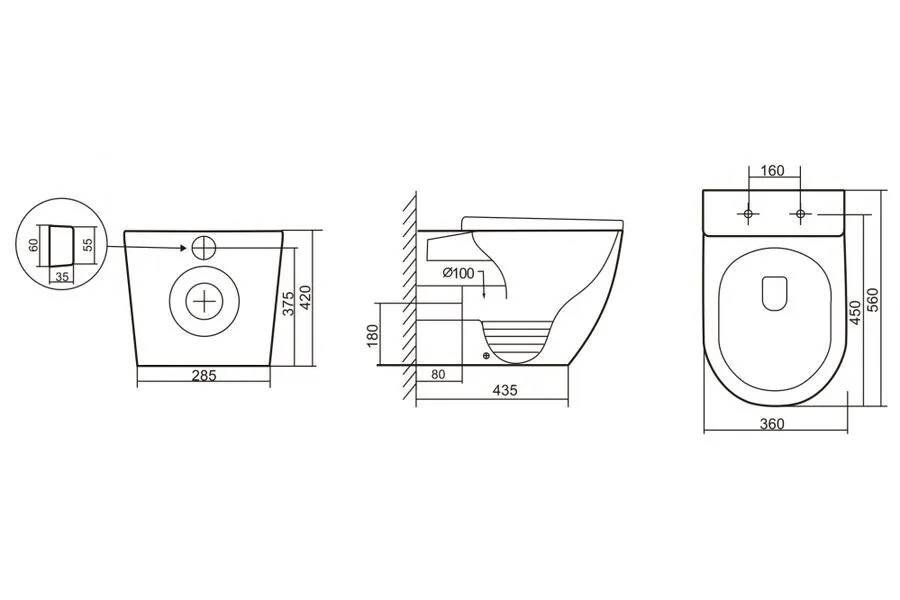 Унитаз приставной Abber Bequem AC1111T безободковый, с крышкой-сиденьем микролифт, белый фото 14
