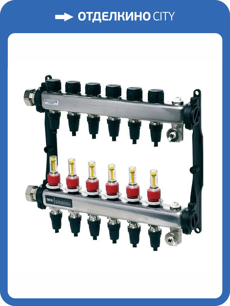 Коллектор TECE TECEfloor для поверхностного отопления 1 х 16 push-fit, 6 контуров фото 3