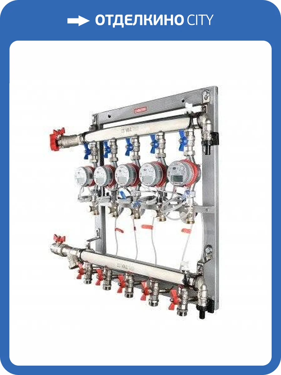 Этажный узел учета VALTEC без перепускного клапана, ввод справа, 3/4 , 6 выходов фото 7