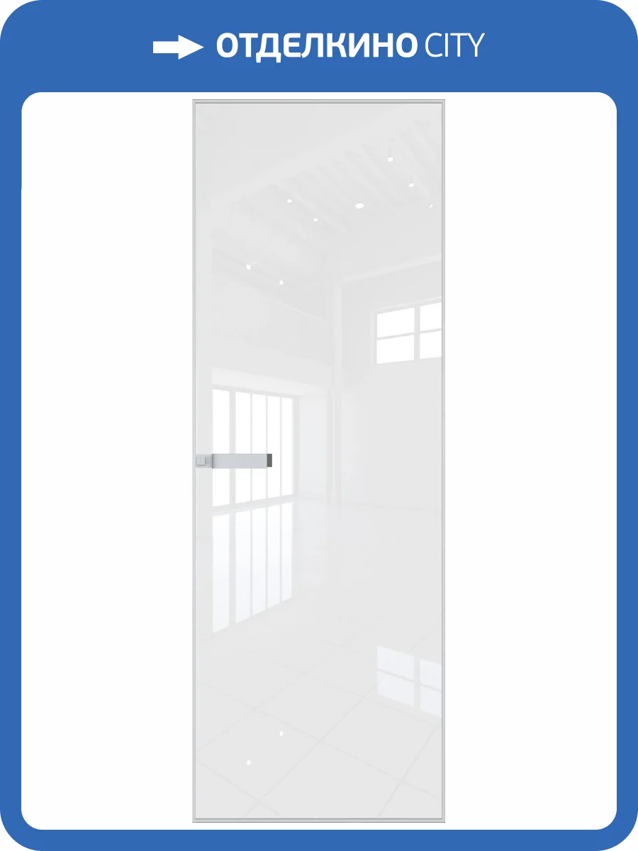 Межкомнатная дверь Profil Doors 1 AGN цвет профиля Вайт, стекло безопасное 4 мм lacobel белый лак 800x2000 фото 2