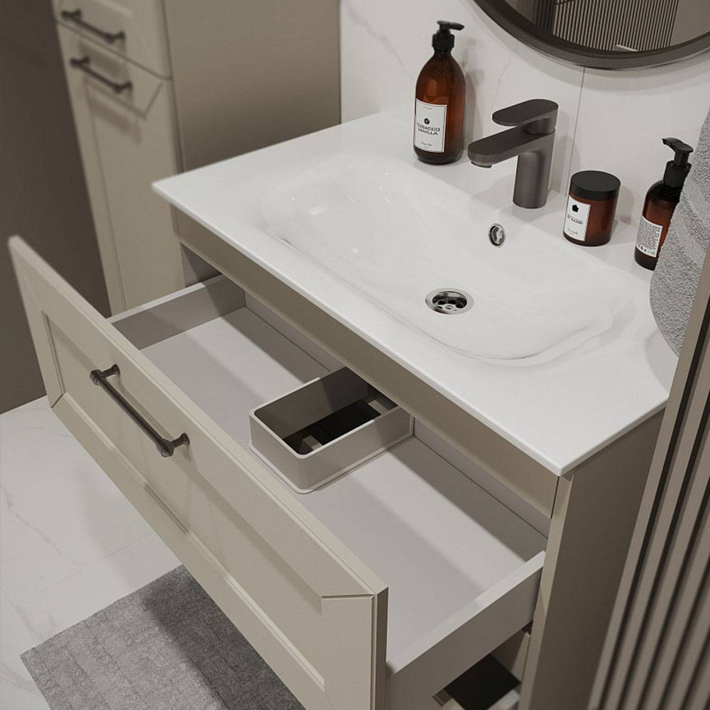 Тумба с раковиной Terminus Victoria VIC10802900101O айвори, 80x62 фото 2