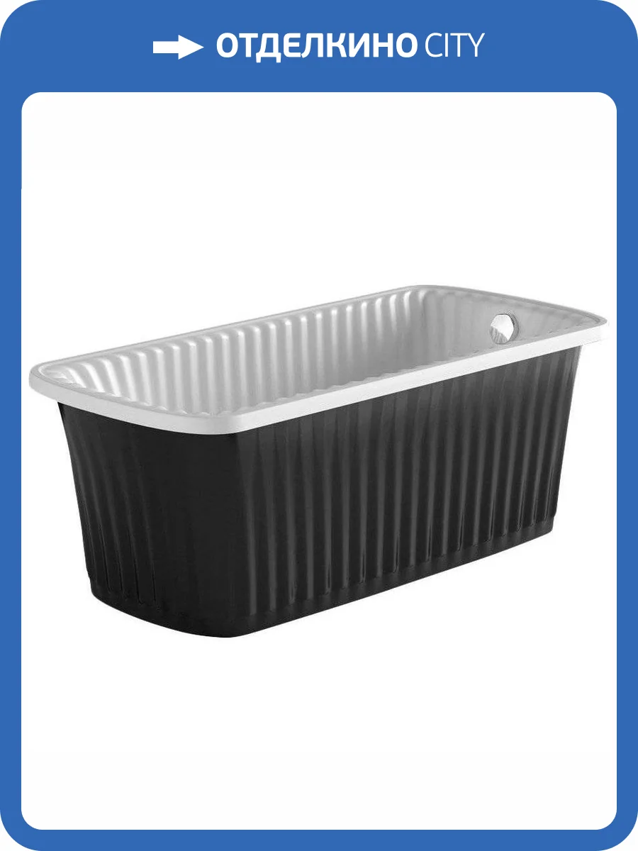 Ванна из искусственного камня Migliore Olivia 25341 174x80 слив-перелив хром, черная фото 3