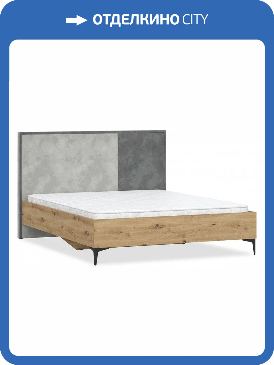 Кровать 1400х2000 НК-Мебель Нордик 71916990 Дуб Артизан/Велюр Серый (Без ортопедического основания) 112.2x150.2x205 фото 2