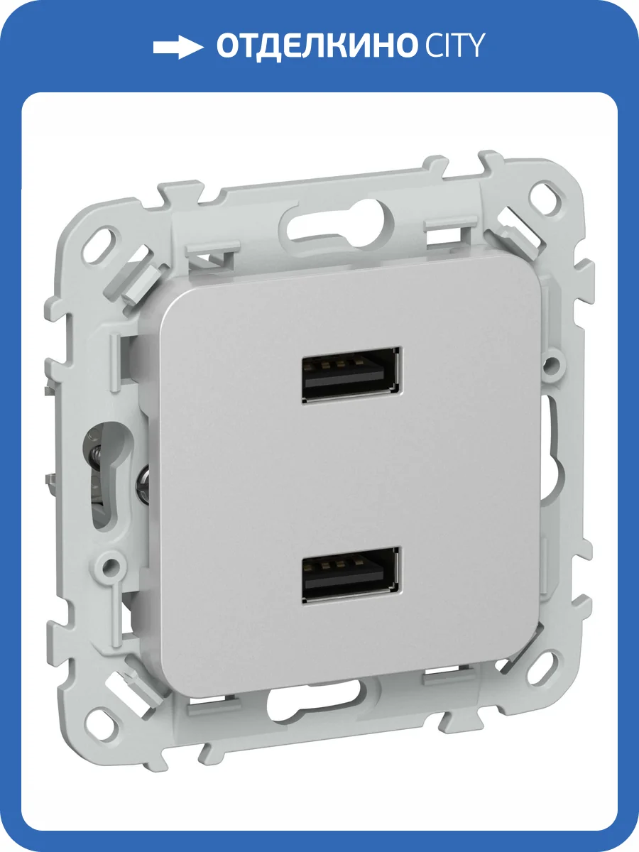 Розетка USB type A+A IEK Flite FI-U21-D31-K47 алюминий фото 3