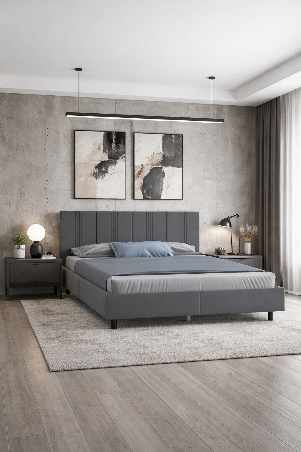 Кровать двуспальная Мелодия сна Наоми 00-00312651 Приглушено-Серый 140х200