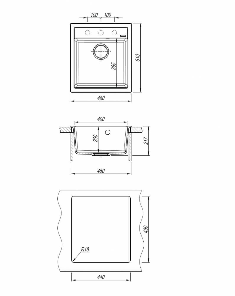 Мойка кухонная Abber Quarz AQ2901G серый, 51x46 фото 13