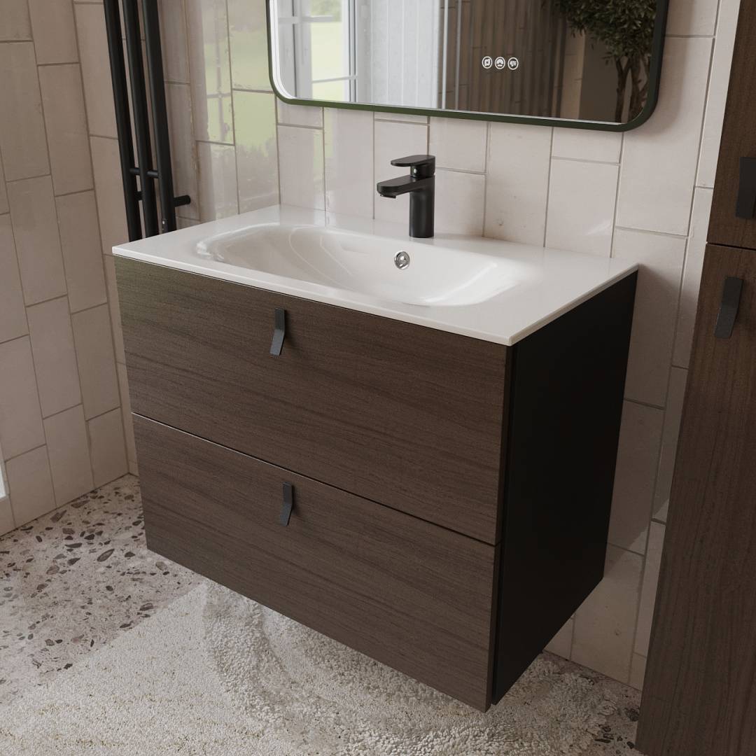 Тумба с раковиной Terminus Kontur KON10802200001O венге, графит, 80x62