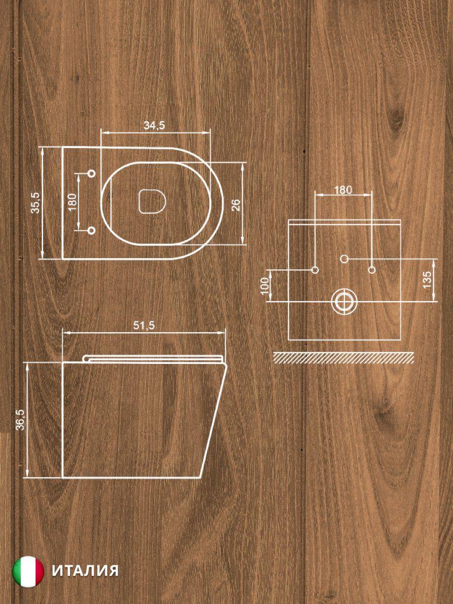 Унитаз подвесной Watersense Rita W00085 безободковый, сиденье микролифт, черный матовый фото 4