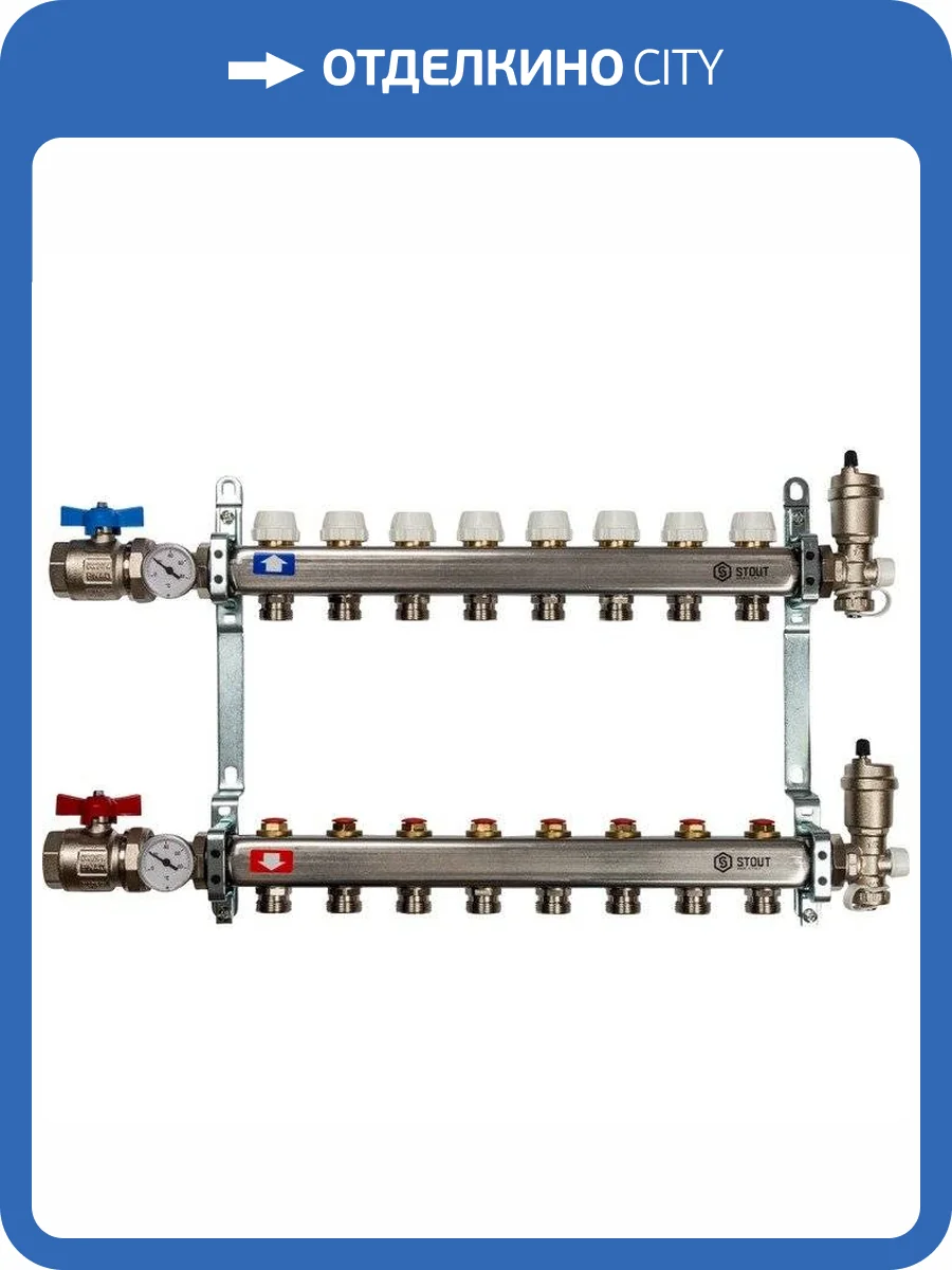 Коллектор Stout из нержавеющей стали в сборе без расходомеров 1/3/4x8, SMS 0912 000008 фото 6