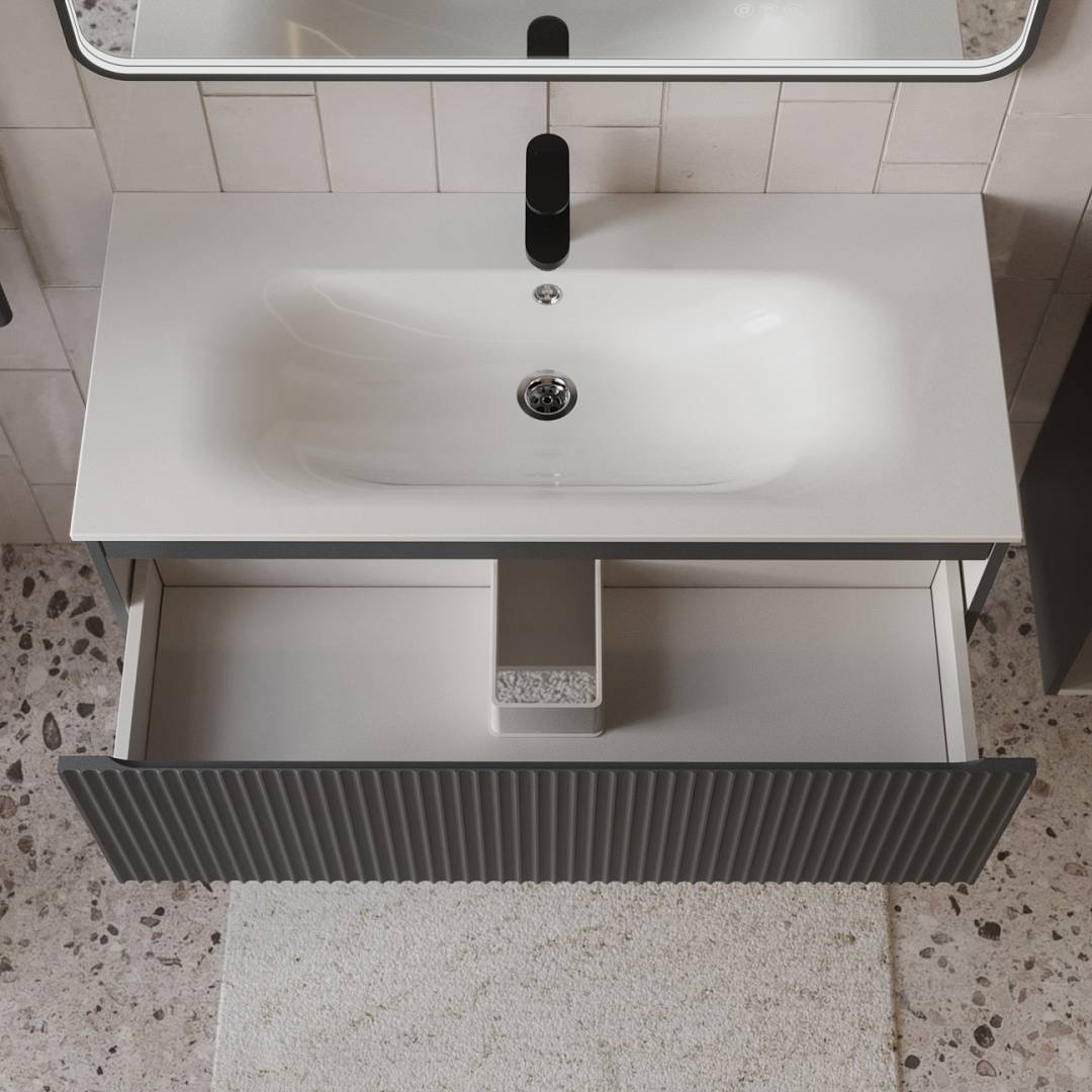 Тумба с раковиной Terminus Sicilia SIC101001701601O графит , 100x38 фото 2