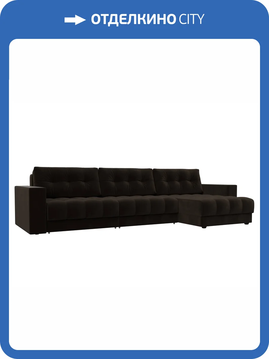Диван угловой Лига Диванов Лига-049 НПБ Лонг 128298 SEVEN 727 коричневый, с декором фото 12