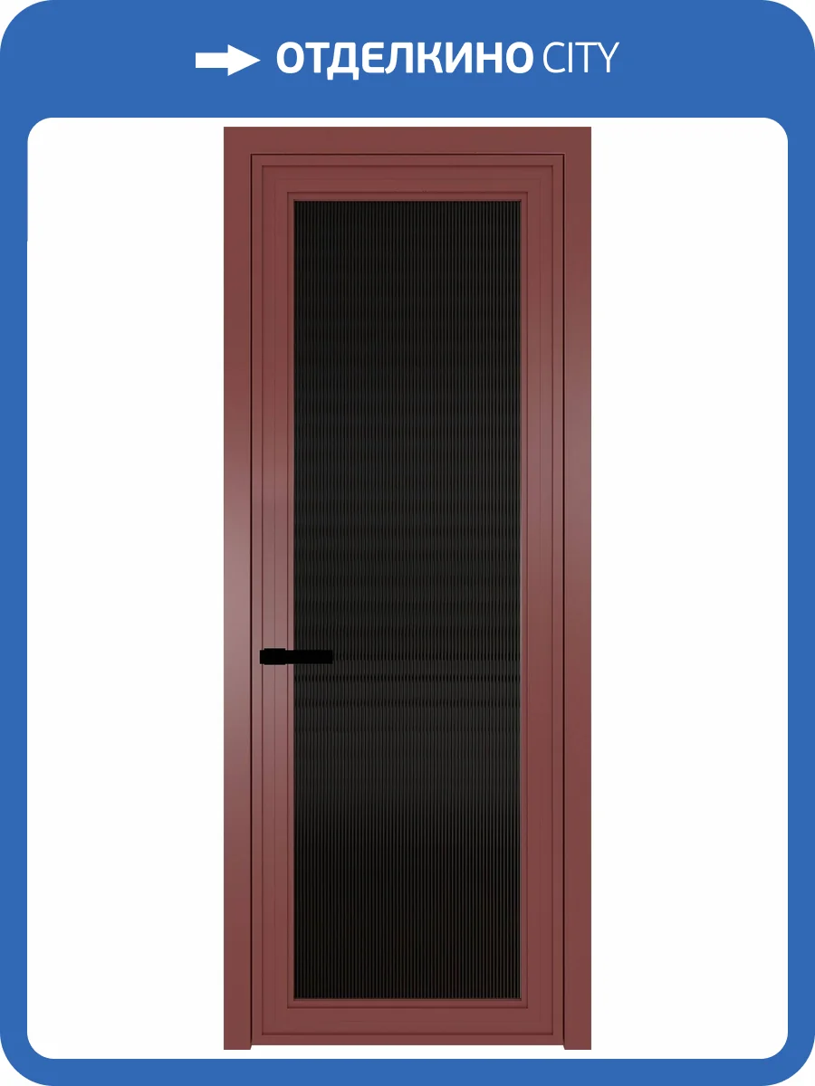 Межкомнатная дверь Profil Doors 1 AGP цвет профиля Красный антрацит, стекло безопасное 6 мм мору черный 800x2000 фото 2