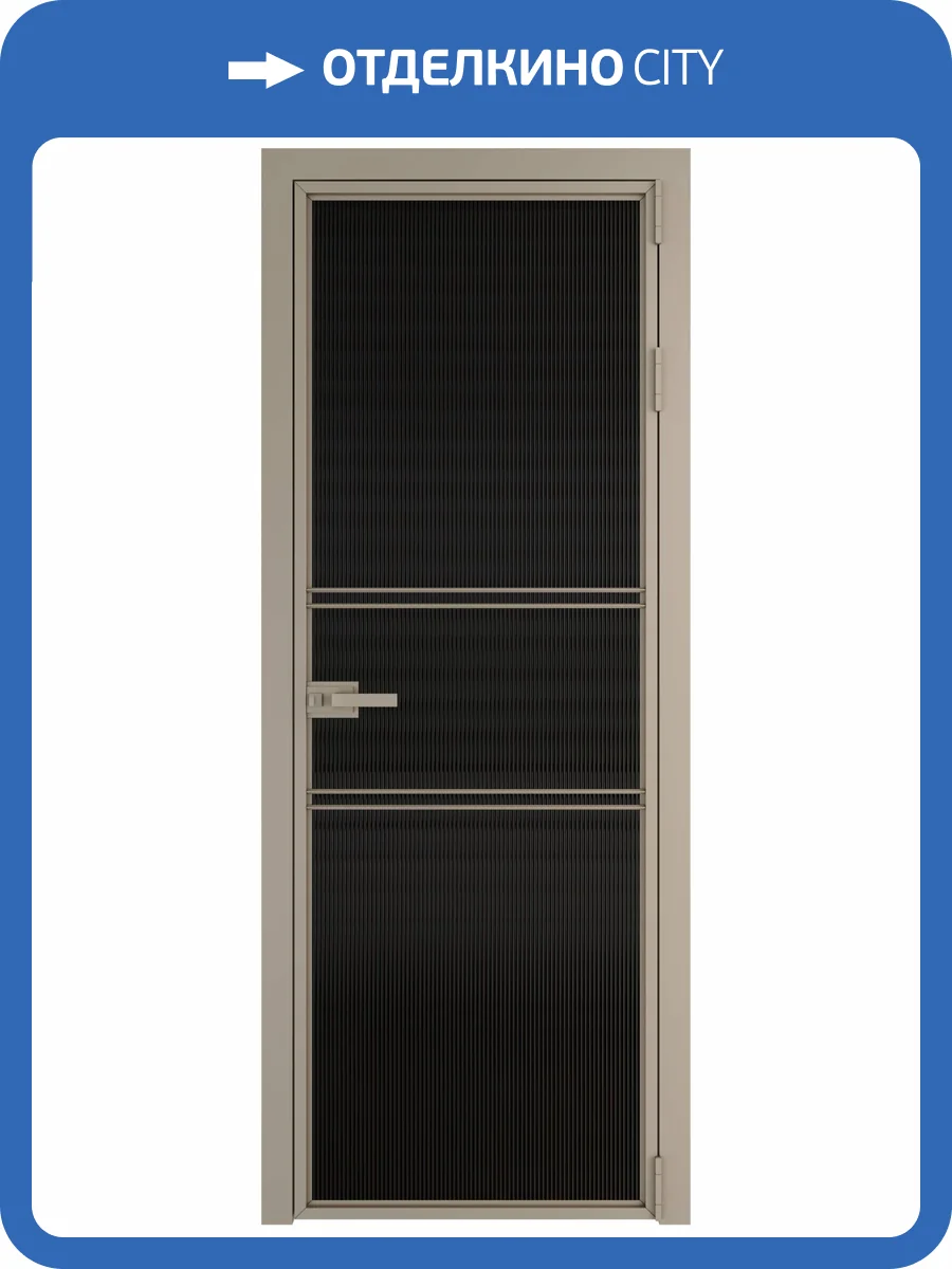 Межкомнатная дверь Profil Doors 2 AX цвет профиля Никель матовый, стекло безопасное 6 мм мору черный 600x2000 фото 2