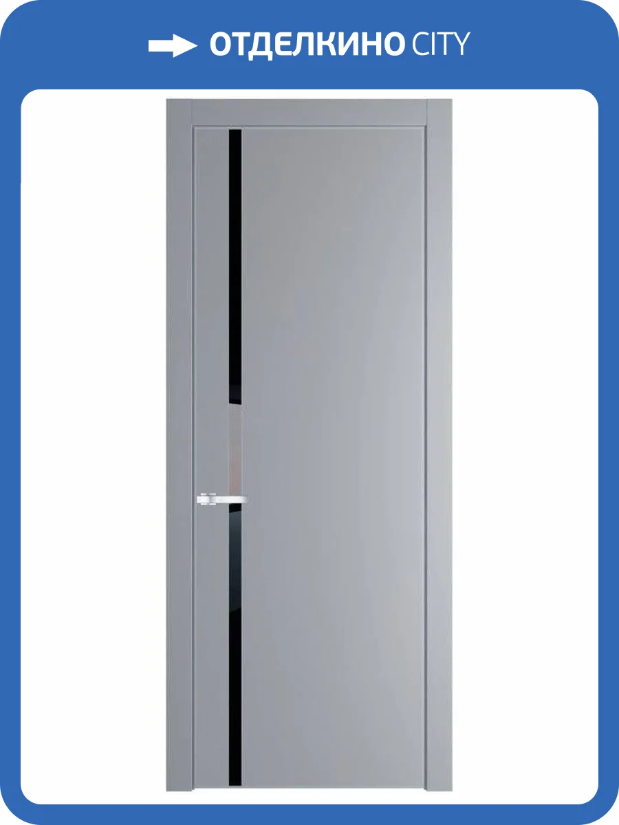 Межкомнатная дверь Profil Doors 21 PE полотно Смоки, кромка алюминиевая с четырех сторон матовая, стеклянная вставка черный лак 800x2000 фото 2