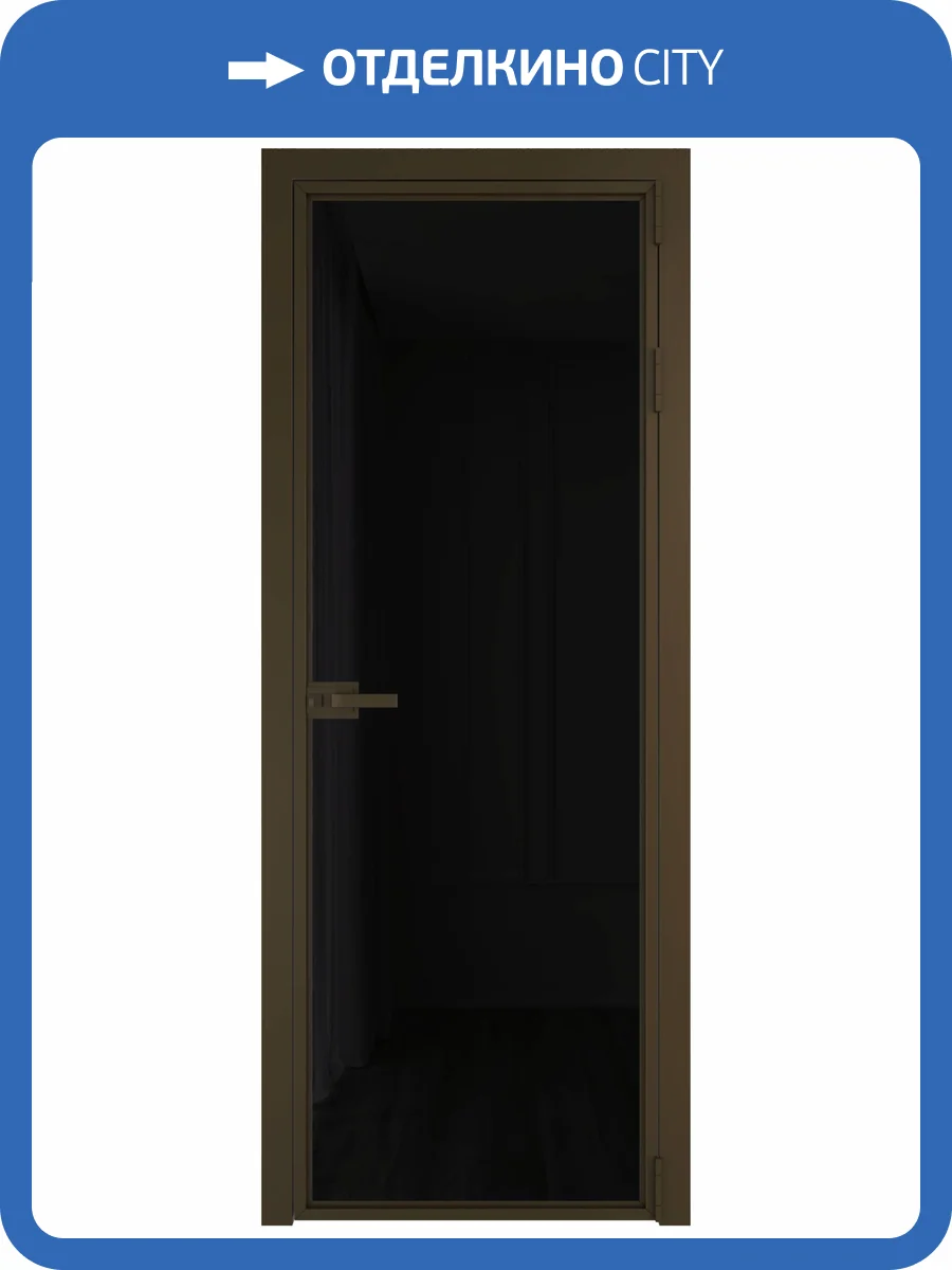 Межкомнатная дверь Profil Doors 1 AX цвет профиля Деорэ, стекло безопасное 6 мм черный триплекс 600x2000 фото 2