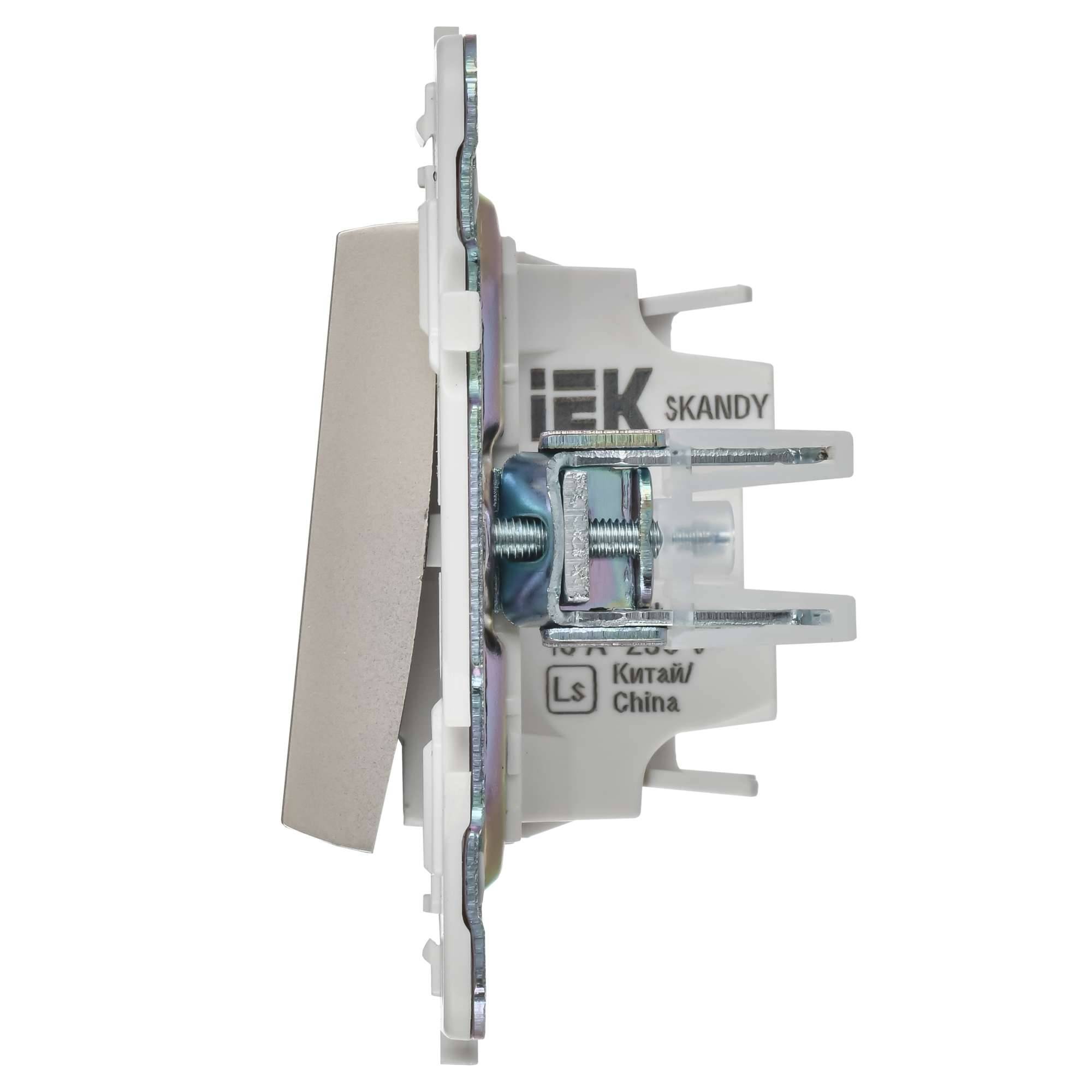 Выключатель 2-клавишный проходной IEK Skandy SK-V22-1-10-K37 шампань фото 2