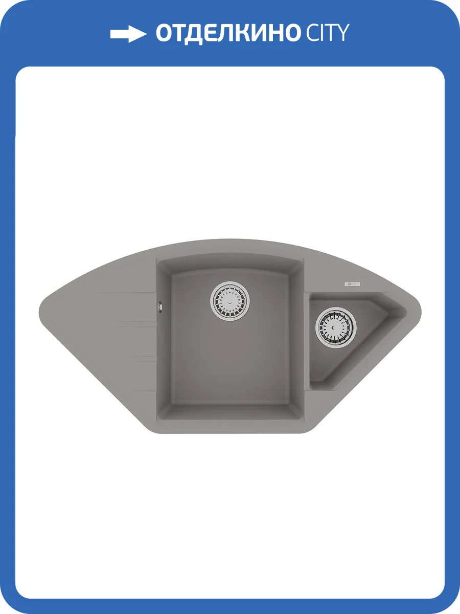 Кухонная мойка Lemark IRKANA 980 9910045 врезная угловая с доп. чашей и крылом из кварцгранита грей фото 5