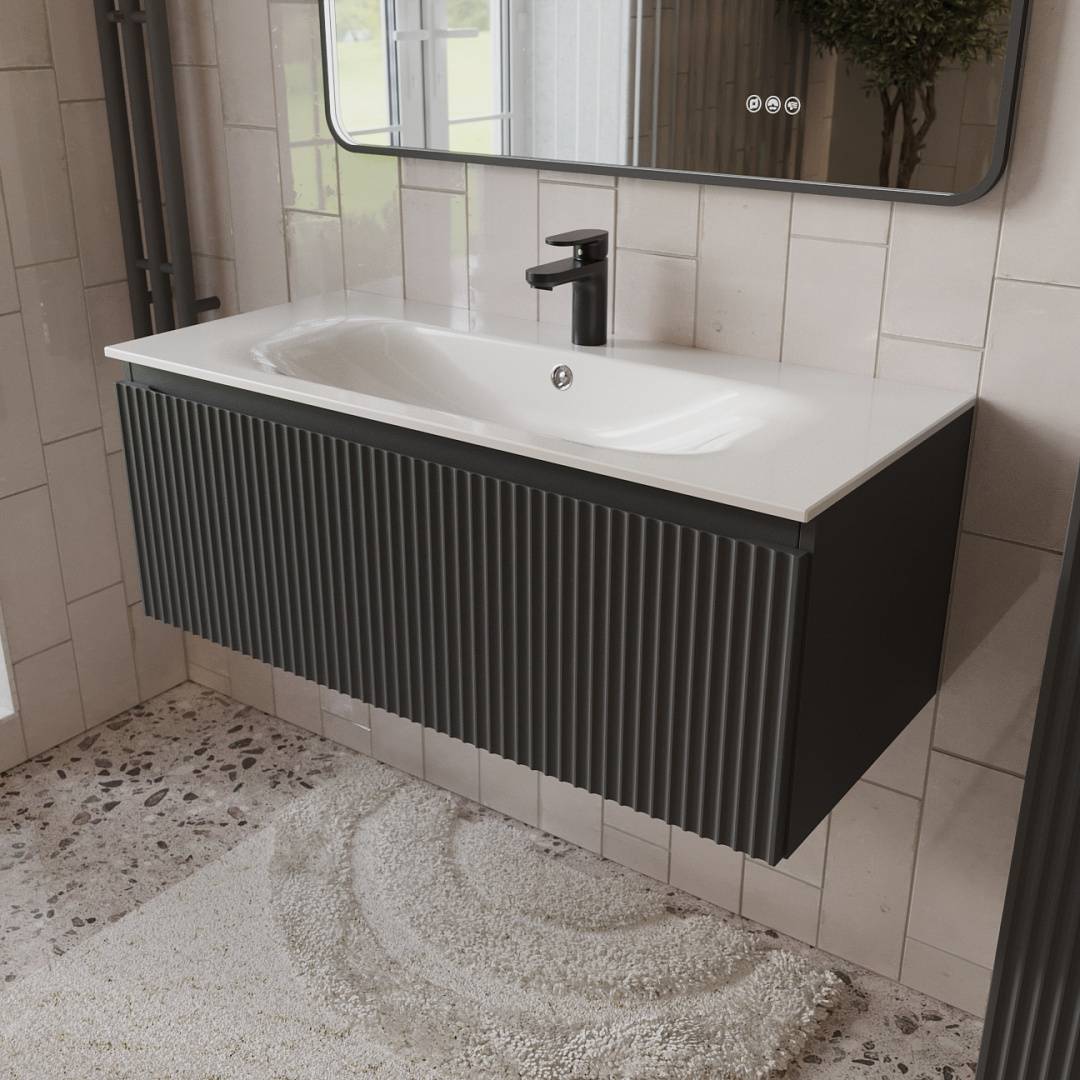 Тумба с раковиной Terminus Sicilia SIC101001701601O графит , 100x38