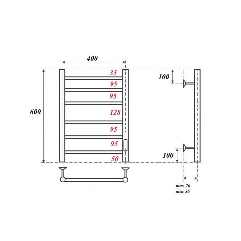 Полотенцесушитель электрический Apextermo Стелла ST00164GL золотой матовый, 60x40 фото 4