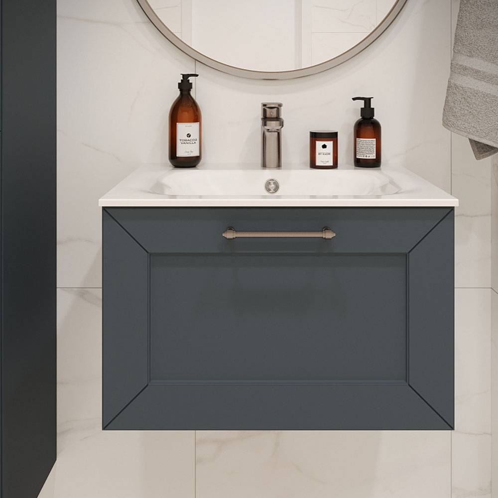 Тумба с раковиной Terminus Victoria VIC10601703101O серый шёлк, 60x38