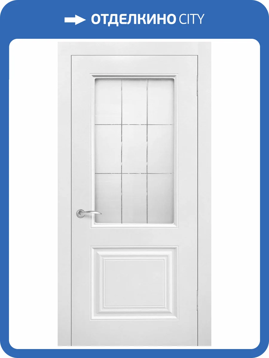 Межкомнатная дверь Verda эмаль Роял 2, остекленная, белый 900x2000 фото 2