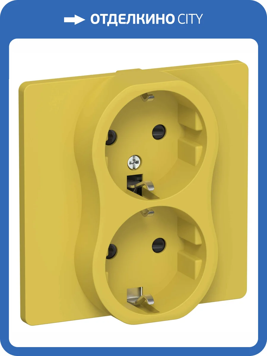 Розетка 2-местная с заземлением и шторками IEK Flite FI-R24C-16-1-K44 желтый карри фото 2