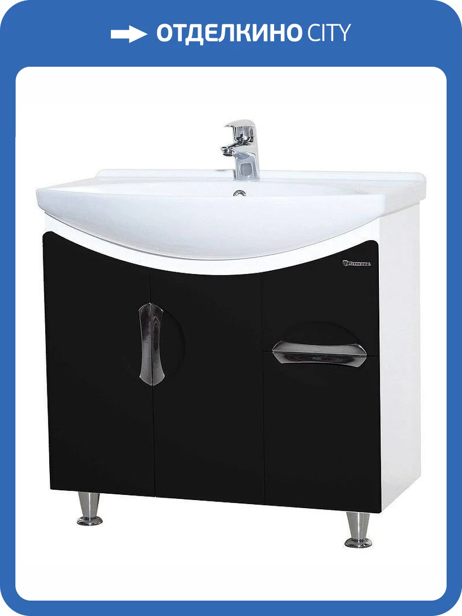 Тумба под раковину Bellezza Лагуна 75 1 ящ. Черный фото 3