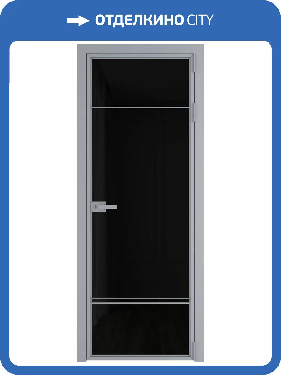 Межкомнатная дверь Profil Doors 4 AX цвет профиля Серебро, стекло безопасное 6 мм черный триплекс 700x2000 фото 2