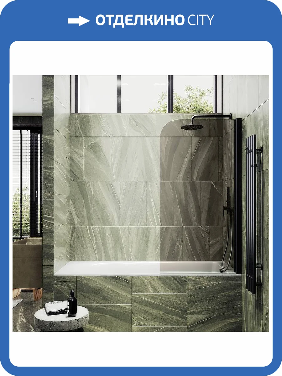 Шторка на ванну MaybahGlass MGV-616-6 поворотная, на монопетле, стекло бронза, профиль черный, 1400x700 фото 4