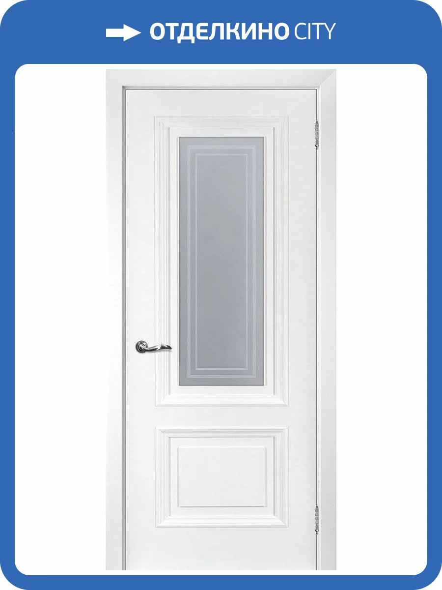 Межкомнатная дверь эмаль Текона Смальта-102, остекленная, Сапфир Ral 9003 белый 700x2000 фото 2