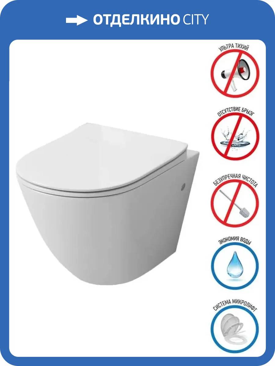 Унитаз подвесной Grossman Торнадо GR-4411SQ белый, безободковый, смыв торнадо бесшумный фото 10