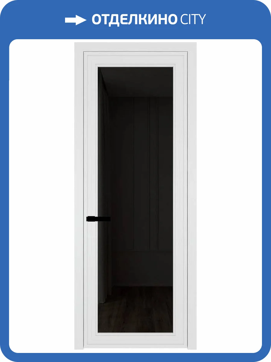 Межкомнатная дверь Profil Doors 1 AGP цвет профиля Вайт, стекло безопасное 6 мм черное тонированное 700x2000 фото 2