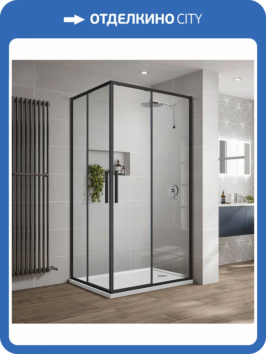 Душевой уголок Vincea Slim-U VSS-2SU900CLB, 900*900, м.черный, стекло прозрачное фото 11