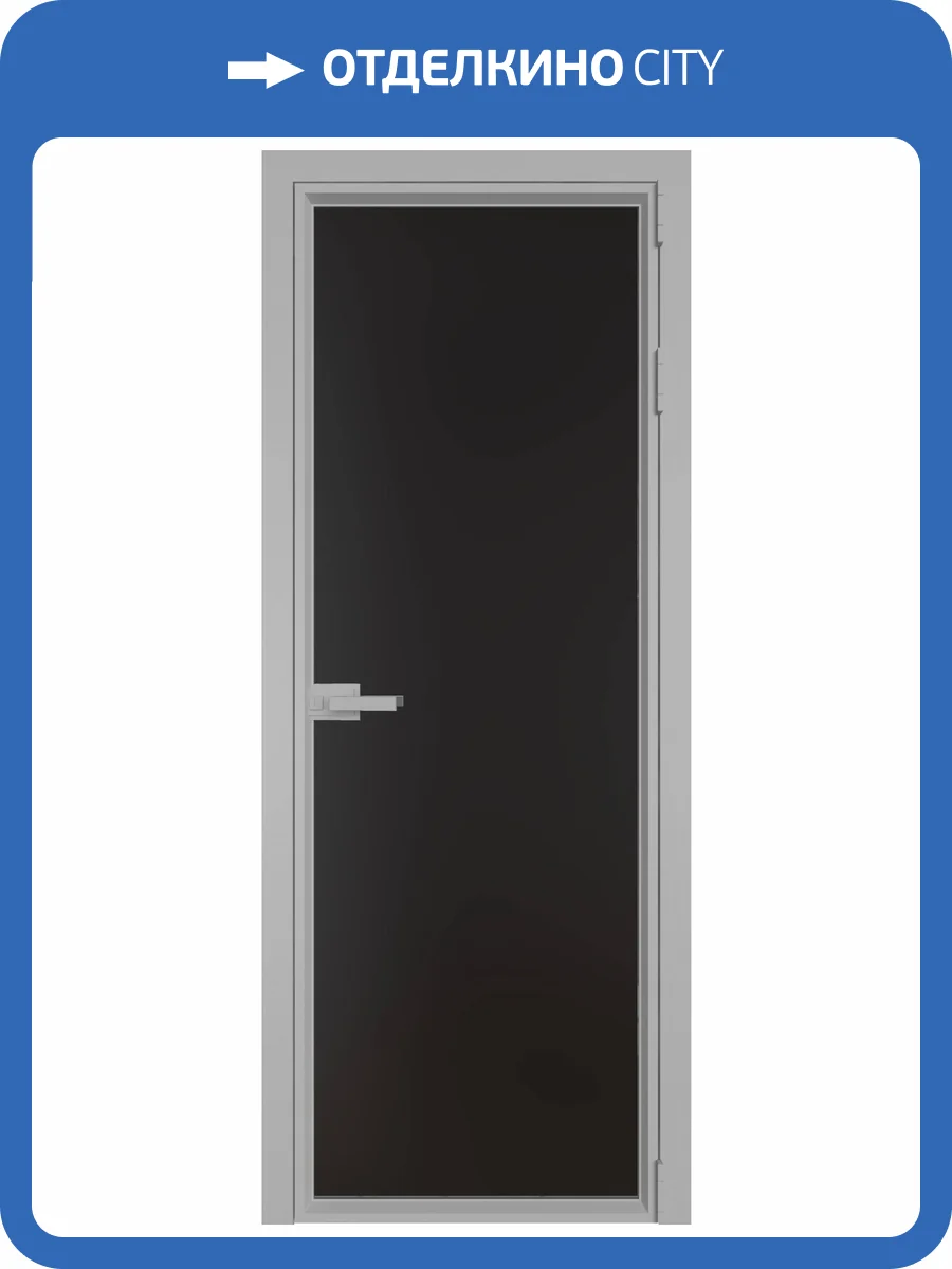 Межкомнатная дверь Profil Doors 1 AV цвет профиля Серебро, стекло безопасное 6 мм монохром черный 700x2000 фото 2