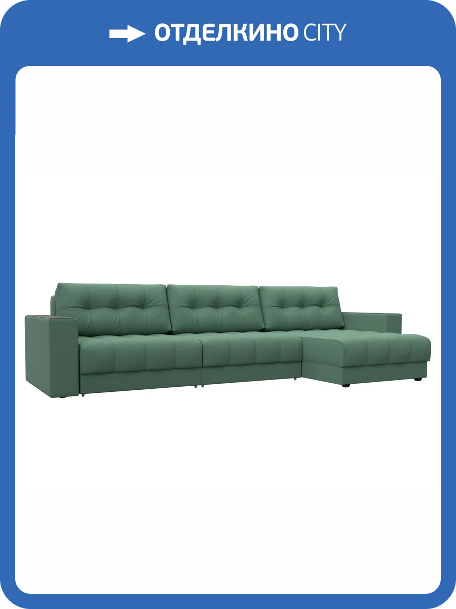 Диван угловой Лига Диванов Лига-049 НПБ Лонг 128293 амур 11 зеленый, с декором фото 10