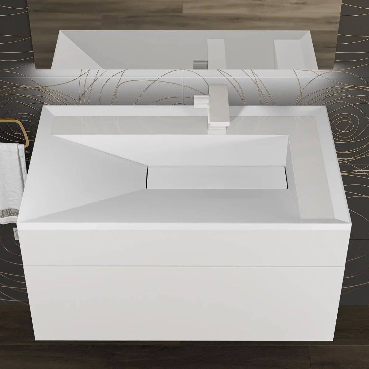 Раковина Uperwood Lotus 35490000000 белая глянцевая, 80x50 фото 3