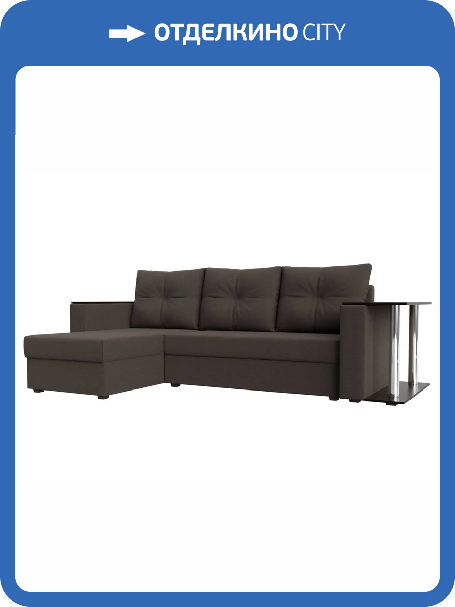 Диван угловой Лига Диванов Атланта Лайт 121163L амур коричневый, левый угол фото 11