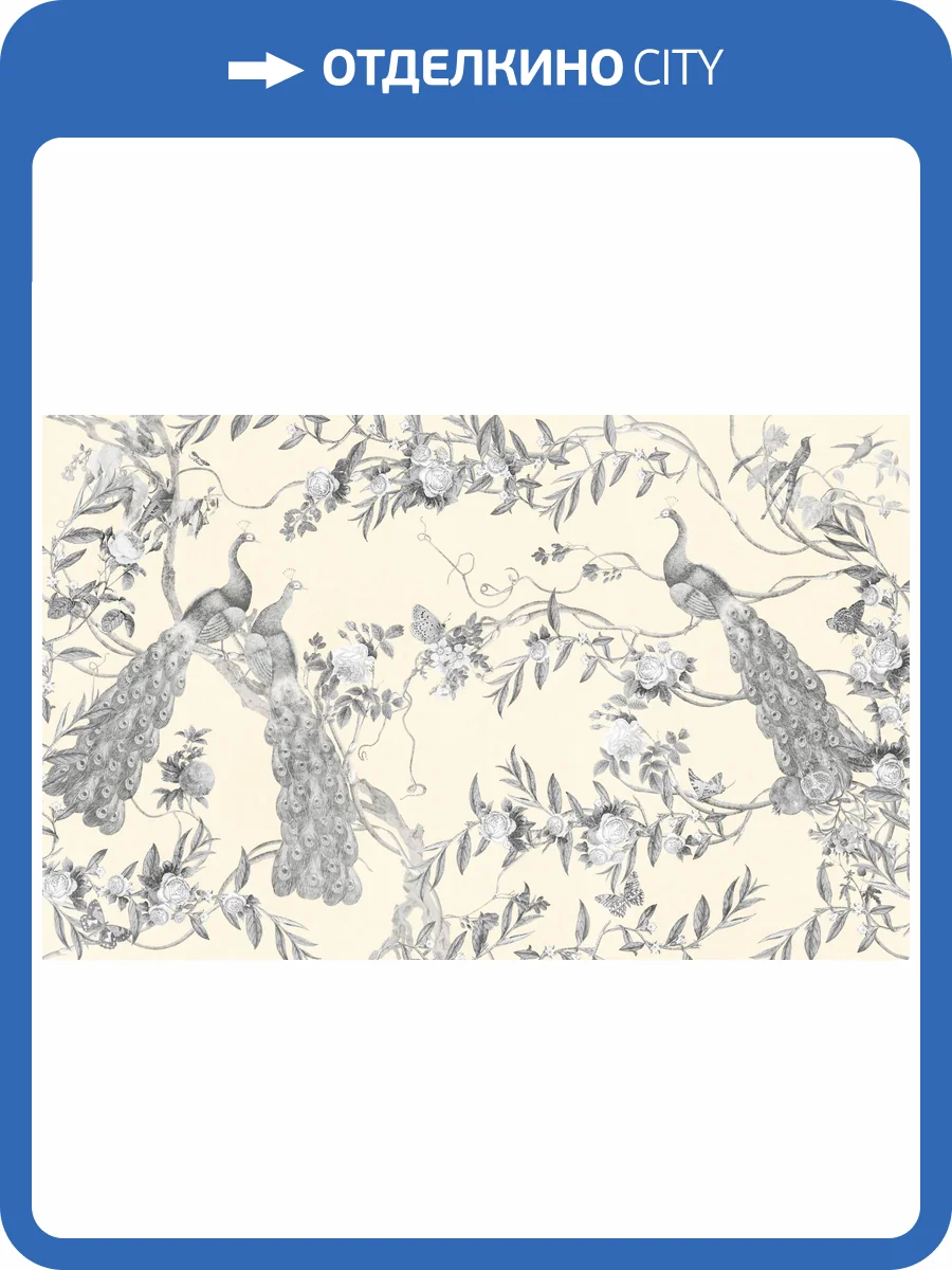 Бесшовные Eco обои Ortograf Flora 31144 Paradise Peacocks platinum Ворс+ ОЕ+ фото 2