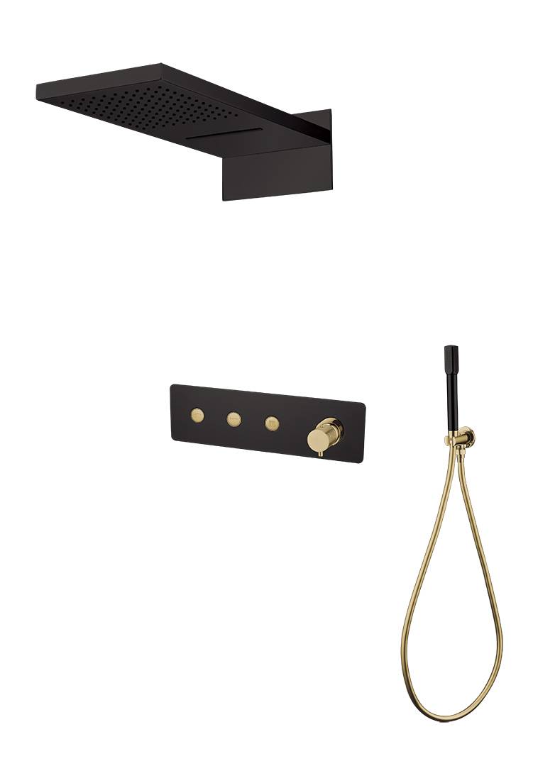 Душевой комплект Boheme Fusion 130-BG трехпозиционная, Black Gold